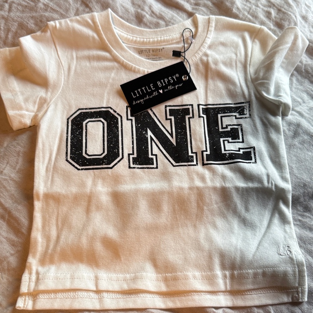 Little Bipsy White 'ONE' Kids Tee